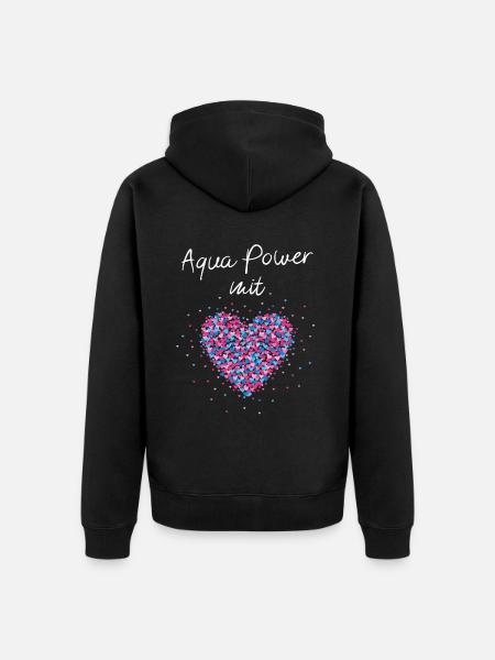 Aqua Power mit Herz Gymnastik Schwimmen Sport - Unisex Premium Bio Zip Hoodie - Schwarz