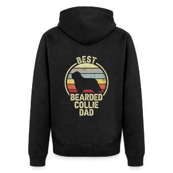 Best Dog Dad - Bearded Collie - Unisex Premium Organic Zip Hoodie - black - Back - Nico (187cm)