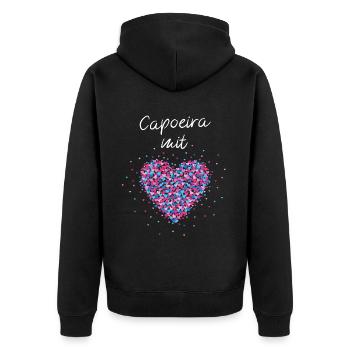 Capoeira mit Herz Kampfsport Kampfkunst Kampfkurs - Unisex Premium Bio Zip Hoodie - Schwarz - Hinten - Nico (187cm)
