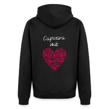 Capoeira mit Herz Kampfsport Fitnessstudio Fitness - Unisex Premium Bio Zip Hoodie - Schwarz - Hinten - Nico (187cm)