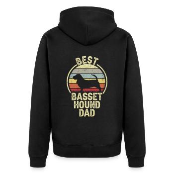 Bester Hund Dad - Basset Hound - Unisex Premium Bio Zip Hoodie - Schwarz - Hinten - Nico (187cm)