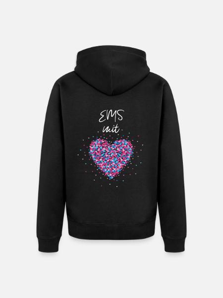 EMS mit Herz Elektromyostimulation Stimulation - Unisex Premium Bio Zip Hoodie - Schwarz