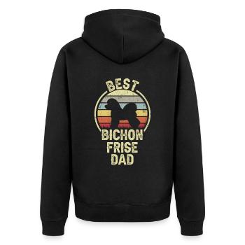 Best Dog Dad - Bichon Frise - Unisex Premium Organic Zip Hoodie - black - Back - Nico (187cm)