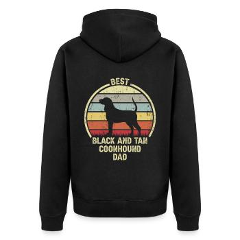Bester Hundevater - Black And Tan Coonhound - Unisex Premium Bio Zip Hoodie - Schwarz - Hinten - Nico (187cm)