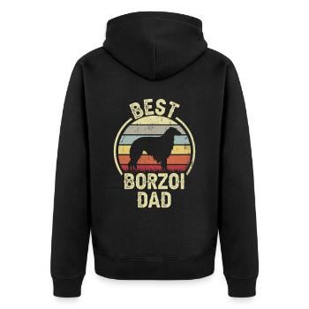 Bester Hund Dad - Borzoi - Unisex Premium Bio Zip Hoodie - Schwarz - Hinten - Nico (187cm)