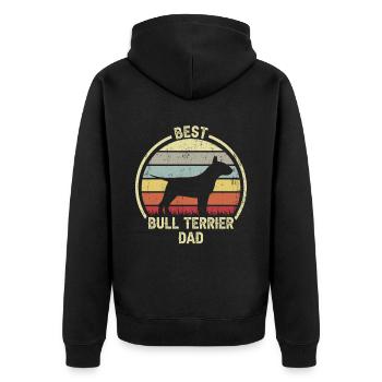 Bester Hundevater - Bullterrier - Unisex Premium Bio Zip Hoodie - Schwarz - Hinten - Nico (187cm)