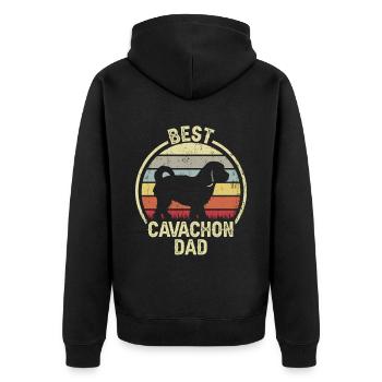 Meilleur père chien - Cavachon - Veste à capuche bio Premium Unisexe - noir - Dos - Nico (187cm)