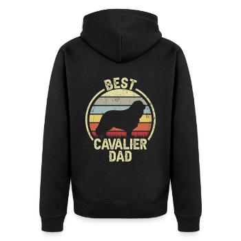 Bester Hund Dad - Kavalier - Unisex Premium Bio Zip Hoodie - Schwarz - Hinten - Nico (187cm)