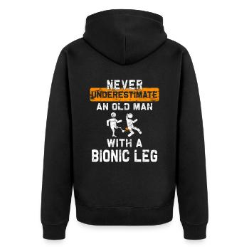 Beinamputierte Prothetische Chirurgie - Unisex Premium Bio Zip Hoodie - Schwarz - Hinten - Nico (187cm)