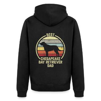 Bester Hundevater - Chesapeake Bay Retriever - Unisex Premium Bio Zip Hoodie - Schwarz - Hinten - Nico (187cm)