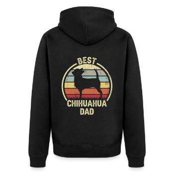 Bester Hundevater - Chihuahua - Unisex Premium Bio Zip Hoodie - Schwarz - Hinten - Nico (187cm)