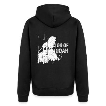 Lion of Judah Löwe Jesus Glaube Christlich Gott - Unisex Premium Bio Zip Hoodie - Schwarz - Hinten - Nico (187cm)
