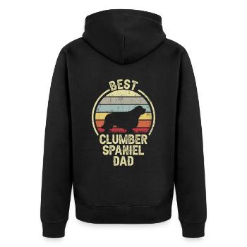 Bester Hund Dad - Clumber Spaniel - Unisex Premium Bio Zip Hoodie - Schwarz - Hinten - Nico (187cm)