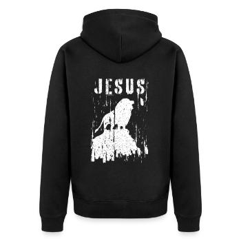 Jesus Lion Christian Team Dieu Adoration - Veste à capuche bio Premium Unisexe - noir - Dos - Nico (187cm)