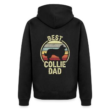Bester Hund Dad - Collie - Unisex Premium Bio Zip Hoodie - Schwarz - Hinten - Nico (187cm)