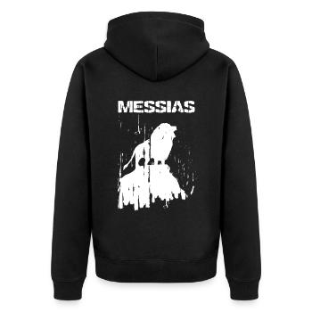 Messias Löwe Jesus Gott Erretter Bibel Glaube - Unisex Premium Bio Zip Hoodie - Schwarz - Hinten - Nico (187cm)