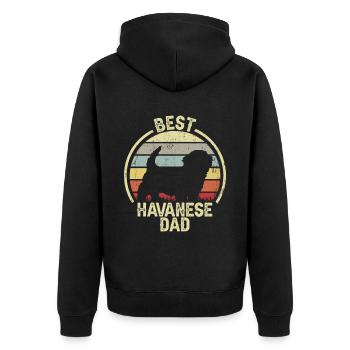 Bester Hund Dad - Havanese - Unisex Premium Bio Zip Hoodie - Schwarz - Hinten - Nico (187cm)