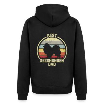 Bester Hund Dad - Keeshonden - Unisex Premium Bio Zip Hoodie - Schwarz - Hinten - Nico (187cm)