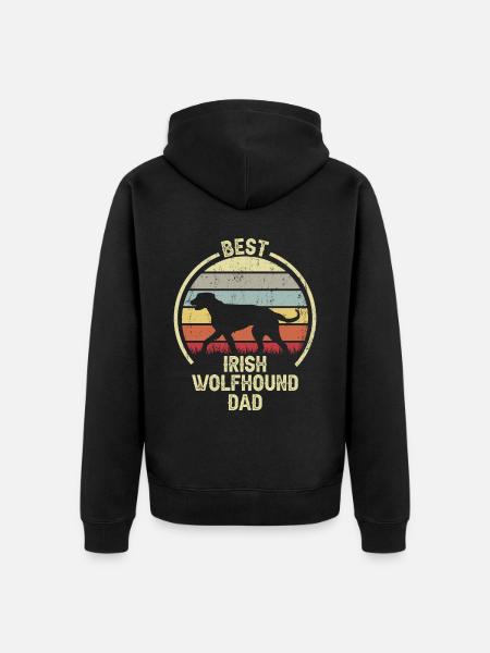 Best Dog Dad - Irish Wolfhound - Unisex Premium Organic Zip Hoodie - black