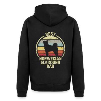 Meilleur père chien - Norwegian Elkhound - Veste à capuche bio Premium Unisexe - noir - Dos - Nico (187cm)