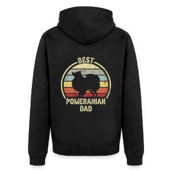 Bester Hundevater - Pommern - Unisex Premium Bio Zip Hoodie - Schwarz - Hinten - Nico (187cm)