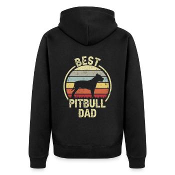 Bester Hundevater - Pitbull - Unisex Premium Bio Zip Hoodie - Schwarz - Hinten - Nico (187cm)