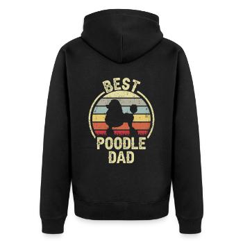 Bester Hund Dad - Pudel - Unisex Premium Bio Zip Hoodie - Schwarz - Hinten - Nico (187cm)