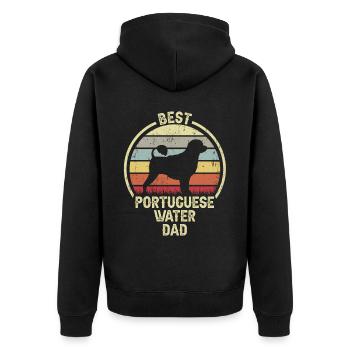 Best Dog Father - Portuguese Water Dog - Unisex Premium Organic Zip Hoodie - black - Back - Nico (187cm)