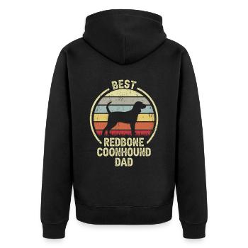 Bester Hundevater - Redbone Coonhound - Unisex Premium Bio Zip Hoodie - Schwarz - Hinten - Nico (187cm)