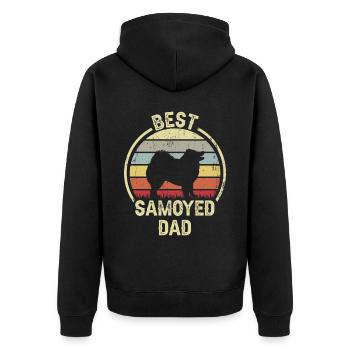 Bester Hund Dad - Samoyed - Unisex Premium Bio Zip Hoodie - Schwarz - Hinten - Nico (187cm)