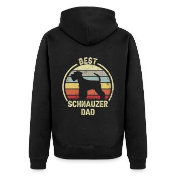 Bester Hund Dad - Schnauzer - Unisex Premium Bio Zip Hoodie - Schwarz - Hinten - Nico (187cm)