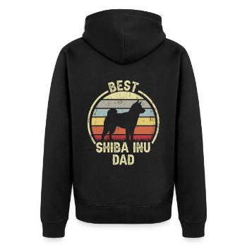 Bester Hund Dad - Shiba Inu - Unisex Premium Bio Zip Hoodie - Schwarz - Hinten - Nico (187cm)