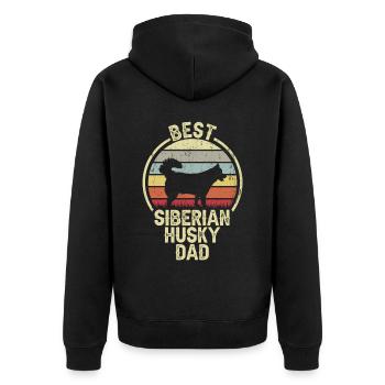 Meilleur père chien - Husky sibérien - Veste à capuche bio Premium Unisexe - noir - Dos - Nico (187cm)