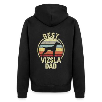 Bester Hund Dad - Vizsla - Unisex Premium Bio Zip Hoodie - Schwarz - Hinten - Nico (187cm)