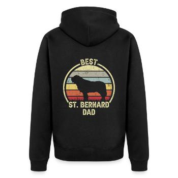 Bester Hundevater - Bernhardiner - Unisex Premium Bio Zip Hoodie - Schwarz - Hinten - Nico (187cm)