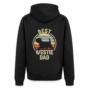 Bester Hund Dad - Westie - Unisex Premium Bio Zip Hoodie - Schwarz - Hinten - Nico (187cm)