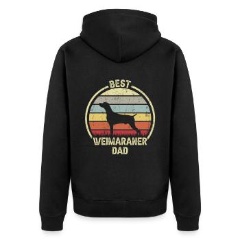 Bester Hund Dad - Weimaranerer - Unisex Premium Bio Zip Hoodie - Schwarz - Hinten - Nico (187cm)