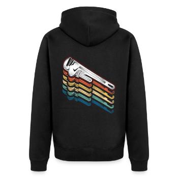 Plumbing Plumber Pipe Wrench - Unisex Premium Bio Zip Hoodie - Schwarz - Hinten - Nico (187cm)