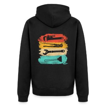 Plumbing Plumber Tools Pipe Wrench - Unisex Premium Bio Zip Hoodie - Schwarz - Hinten - Nico (187cm)