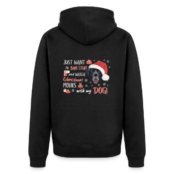 Labrador Merry Christmas - Unisex Premium Organic Zip Hoodie - black - Back - Nico (187cm)