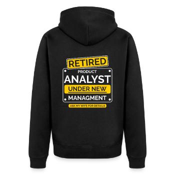 Produktanalytiker Ruhestand - Unisex Premium Bio Zip Hoodie - Schwarz - Hinten - Nico (187cm)
