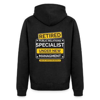 Public Relations Specialist Retirement - Unisex Premium Organic Zip Hoodie - black - Back - Nico (187cm)