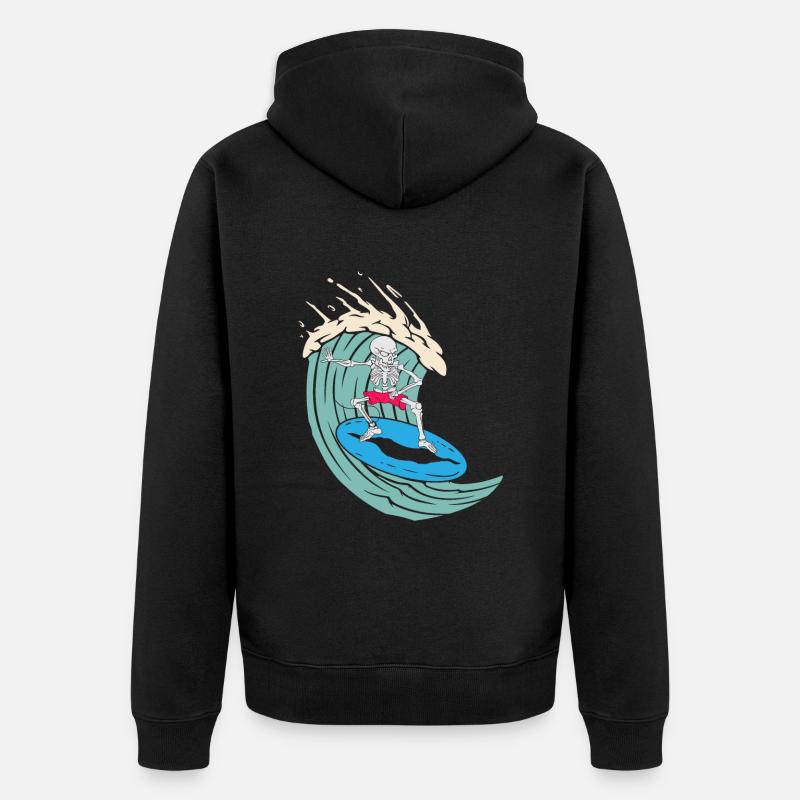 Squelette de surf - Veste à capuche bio Premium Unisexe - noir