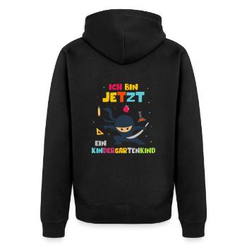 Ich bin jetzt ein Kindergartenkind Ninja - Unisex Premium Bio Zip Hoodie - Schwarz - Hinten - Nico (187cm)