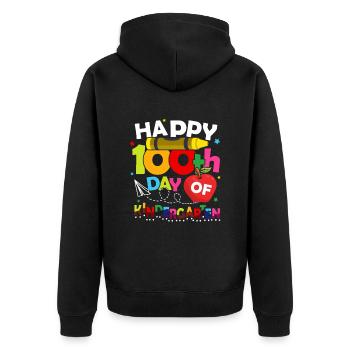 Happy 100th Day Of Kindergarten - Unisex Premium Organic Zip Hoodie - black - Back - Nico (187cm)