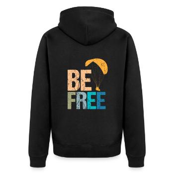 Be Free Fallschirmspringer Skydiver Skydive - Unisex Premium Bio Zip Hoodie - Schwarz - Hinten - Nico (187cm)