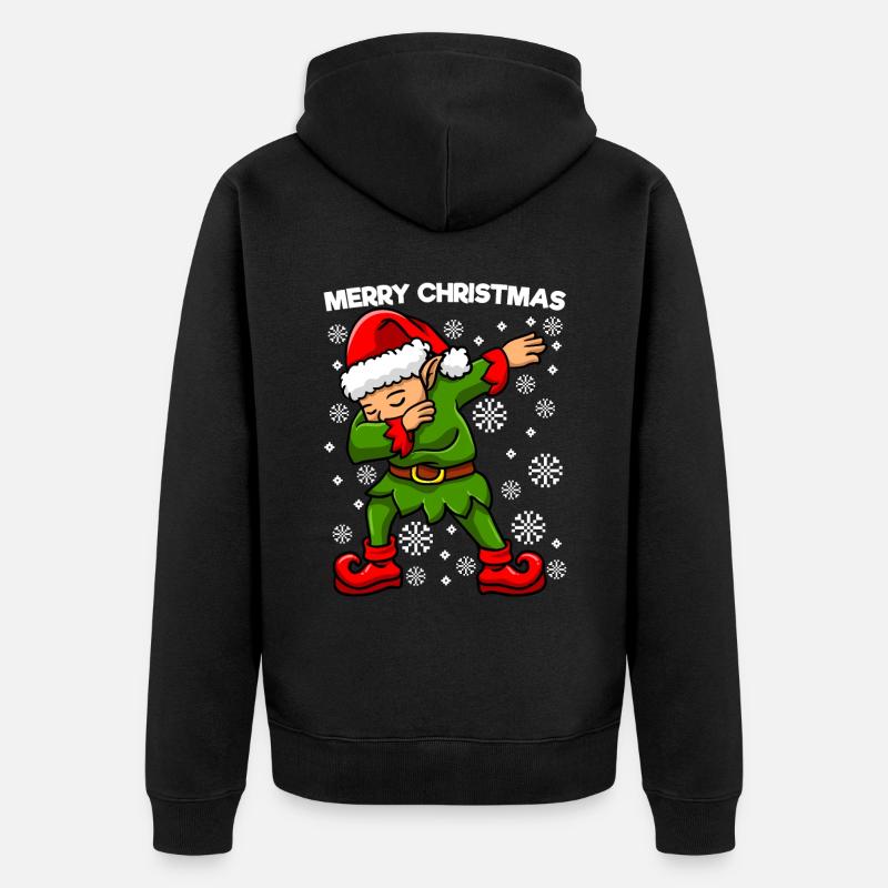Dabbing Santa Elfe - Unisex Premium Bio Zip Hoodie - Schwarz