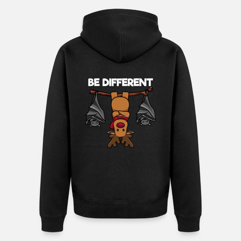 Soyez différent chauve-souris de renne - Veste à capuche bio Premium Unisexe - noir