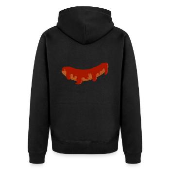 Currywurst - Unisex Premium Bio Zip Hoodie - Schwarz - Hinten - Nico (187cm)