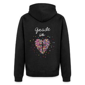 Glaube im Herz Kreuz Gott Jesus Kirche Freikirche - Unisex Premium Bio Zip Hoodie - Schwarz - Hinten - Nico (187cm)
